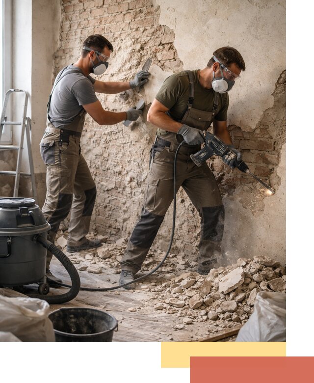 Демонтаж штукатурки со стен в Дагестанских Огнях быстро и аккуратно