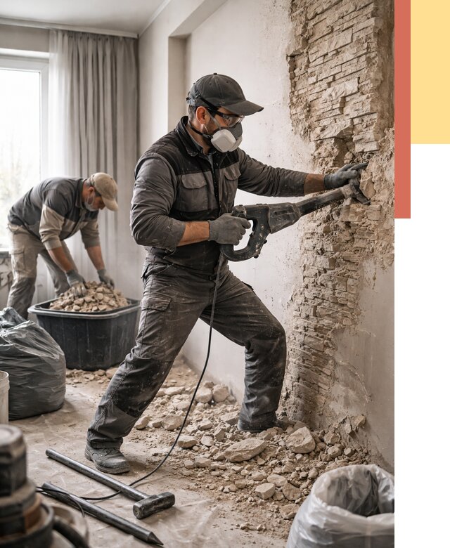 Демонтаж декоративного камня в Дагестанских Огнях от 1497 руб/м² — быстро и недорого | ОТДЕЛОЧНИК-Дгс