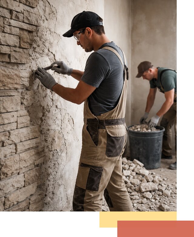 Демонтаж декоративного камня в Дагестанских Огнях профессионально и безопасно