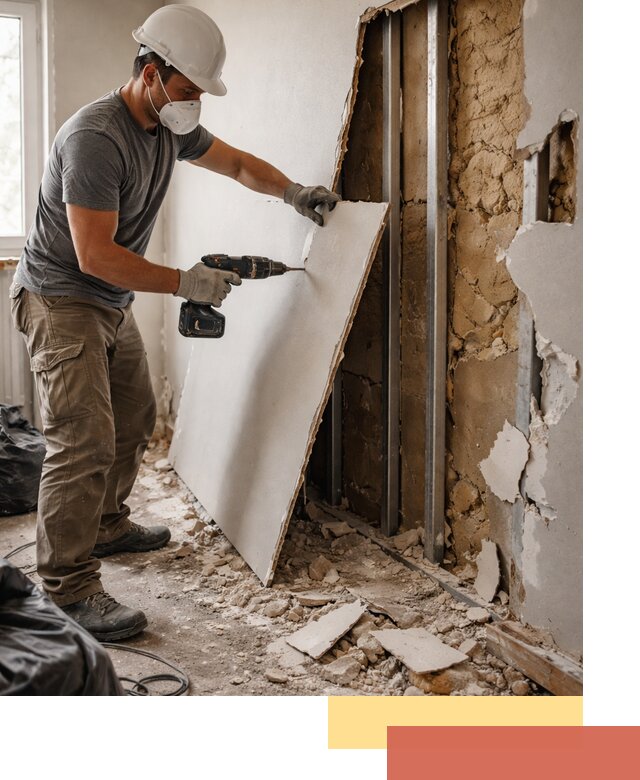 Демонтаж гипсокартона со стен в Дагестанских Огнях качественно и быстро