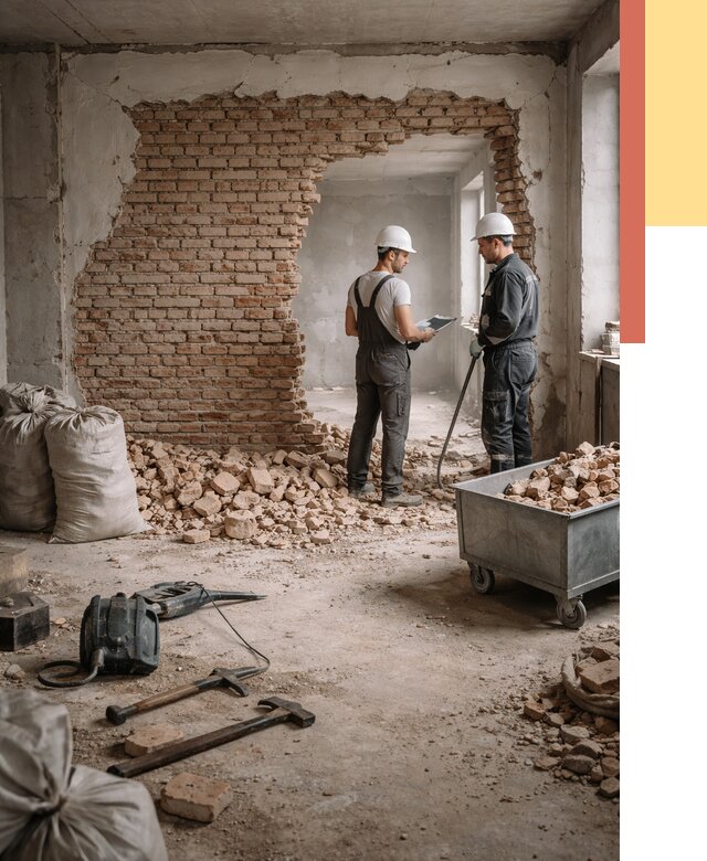 Демонтаж кирпичных стен в Дагестанских Огнях от 4336 руб. — быстро, недорого, под ключ | ОТДЕЛОЧНИК-Дгс