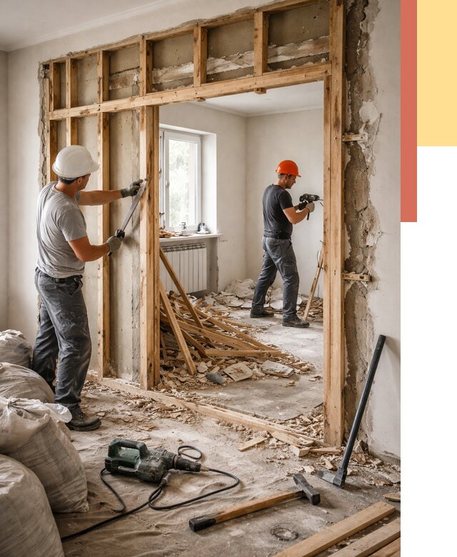 Демонтаж деревянных перегородок в Дагестанских Огнях от 3303 руб. — быстро и недорого | ОТДЕЛОЧНИК-Дгс