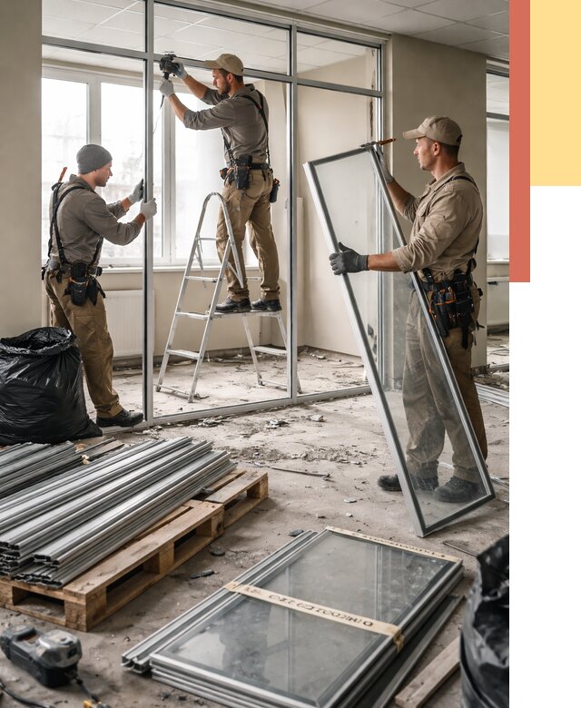 Демонтаж алюминиевых перегородок в Дагестанских Огнях от 4336 руб. — быстро и недорого | ОТДЕЛОЧНИК-Дгс