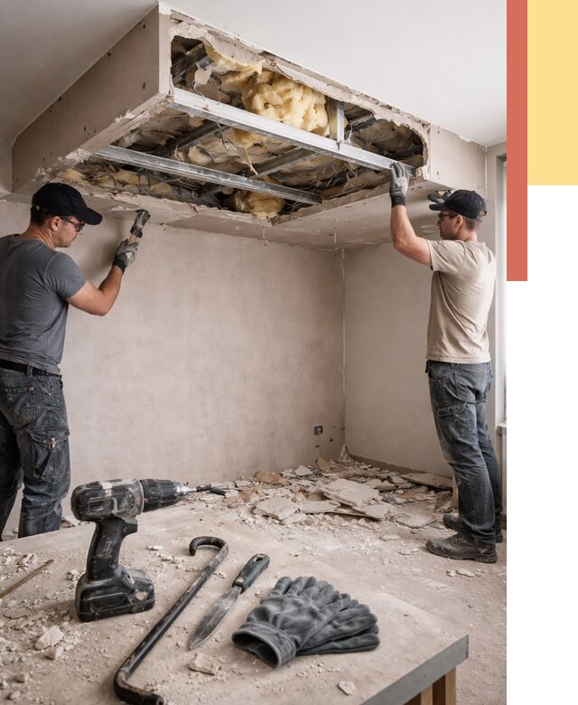 Демонтаж короба из гипсокартона в Дагестанских Огнях от 1569 руб. — быстро и недорого | ОТДЕЛОЧНИК-Дгс