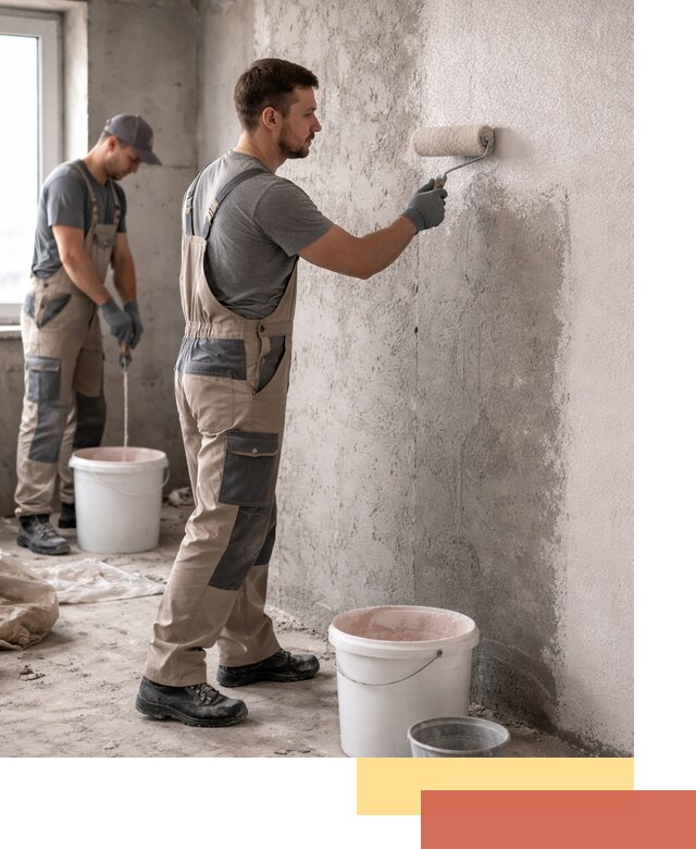 Нанесение бетоноконтакта на стены в Дагестанских Огнях для последующей отделки