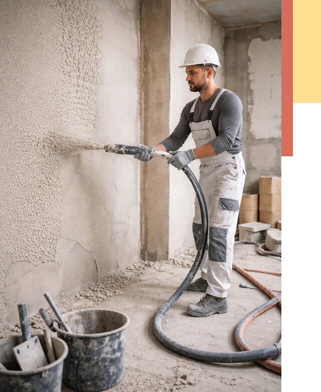 Машинная штукатурка стен в Дагестанских Огнях под ключ от 6710 руб./м2 | ОТДЕЛОЧНИК-Дгс