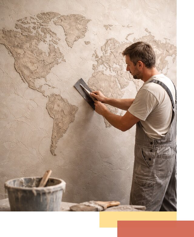 Декоративная штукатурка «Карта мира» под ключ в Дагестанских Огнях