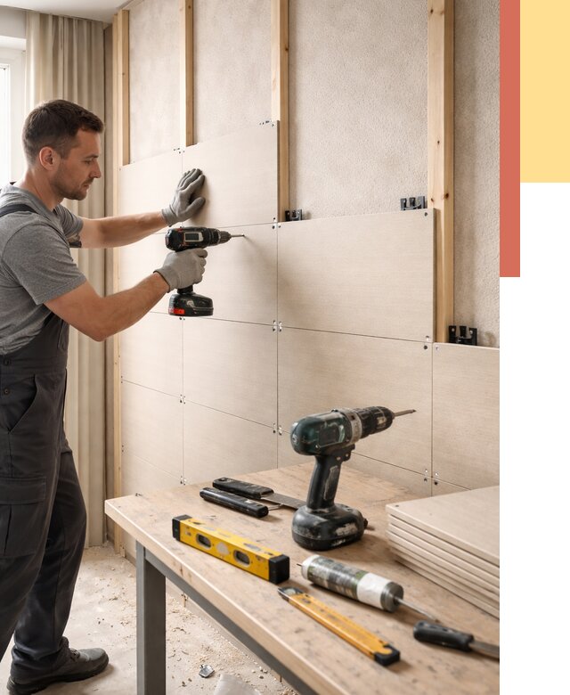 Монтаж МДФ панелей на стены в Дагестанских Огнях от 1290 руб. под ключ | ОТДЕЛОЧНИК-Дгс