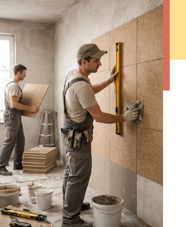 Монтаж пробковых панелей на стены в Дагестанских Огнях от 3613 руб. — ОТДЕЛОЧНИК-Дгс