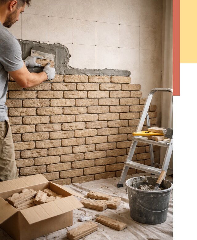 Монтаж декоративного кирпича в Дагестанских Огнях от 3303 руб./м² — быстро и недорого | ОТДЕЛОЧНИК-Дгс