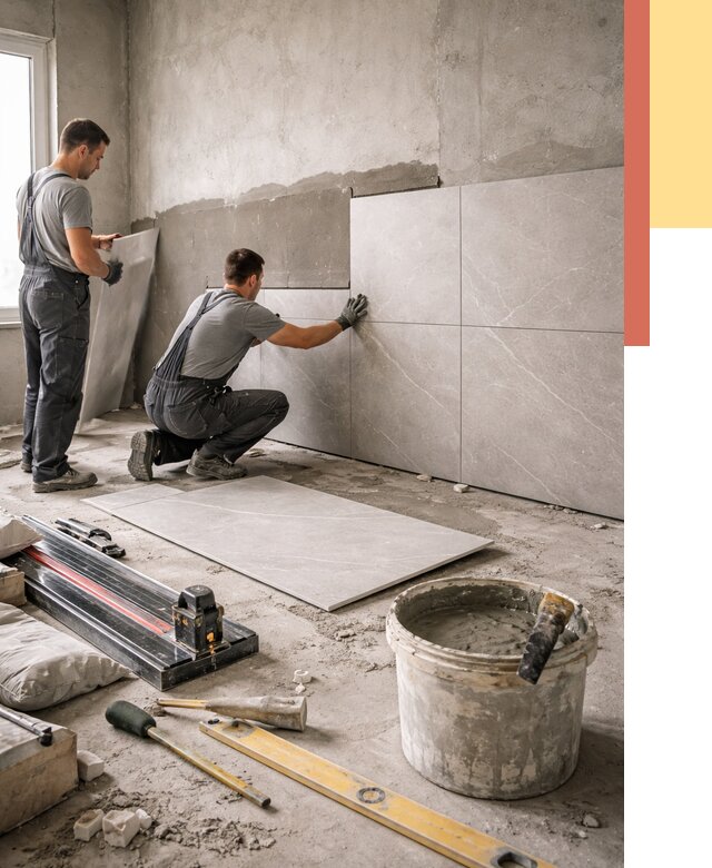 Облицовка стен керамогранитом в Дагестанских Огнях от 4336 руб./м² — услуги под ключ | ОТДЕЛОЧНИК-Дгс