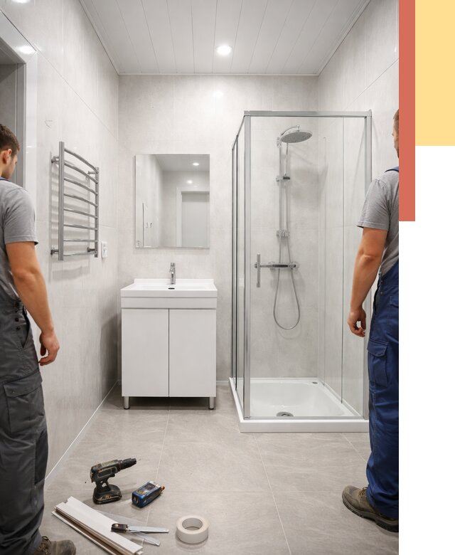 Отделка ванной комнаты панелями ПВХ в Дагестанских Огнях от 4645 руб. за м2 | ОТДЕЛОЧНИК-Дгс