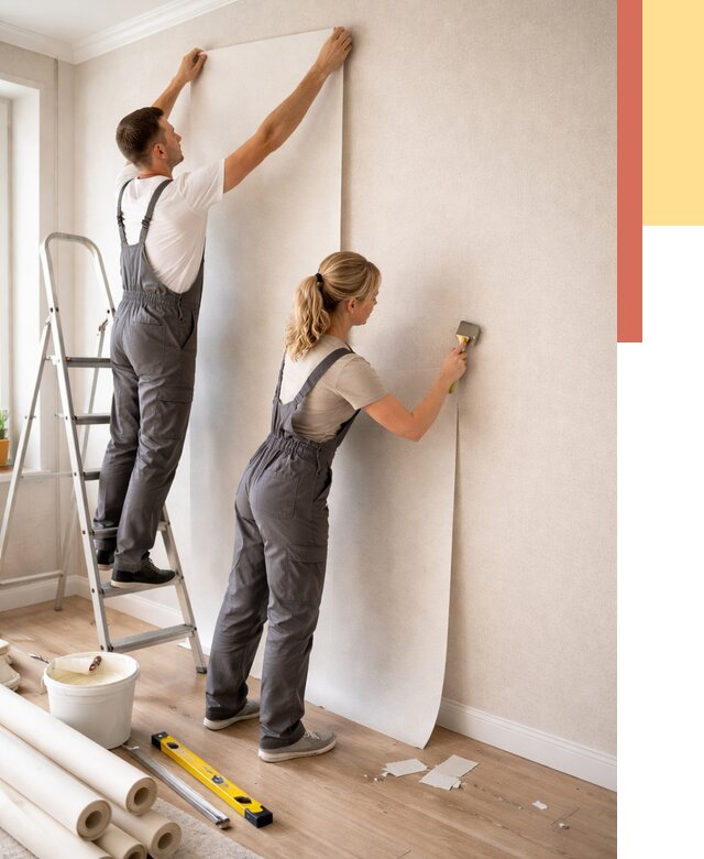 Поклейка флизелиновых обоев в Дагестанских Огнях от 6194 руб. | Быстро и недорого — ОТДЕЛОЧНИК-Дгс