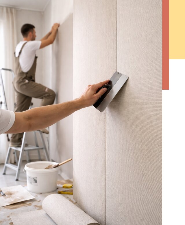 Поклейка текстильных обоев в Дагестанских Огнях от 4645 руб. под ключ | ОТДЕЛОЧНИК-Дгс