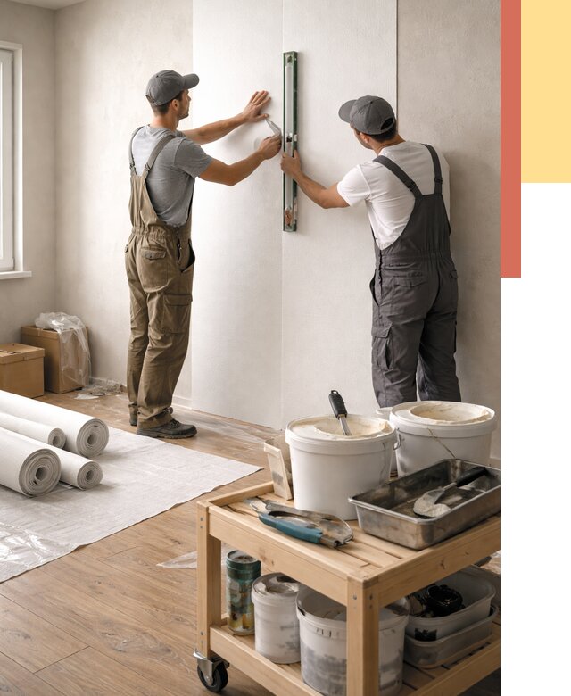 Поклейка стеклообоев в Дагестанских Огнях от 6710 руб. за м2 — быстро и недорого | ОТДЕЛОЧНИК-Дгс