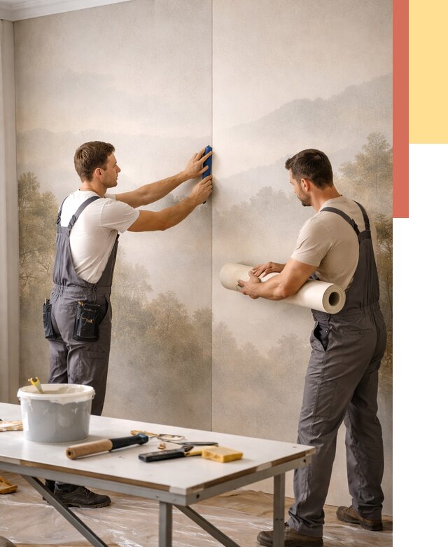 Поклейка фотообоев в Дагестанских Огнях от 8775 руб/м² — быстро и недорого | ОТДЕЛОЧНИК-Дгс