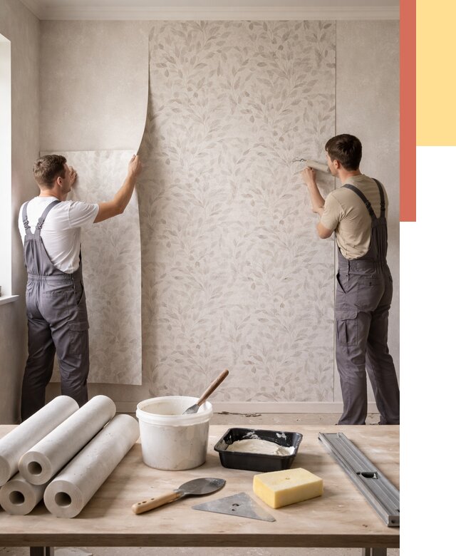 Поклейка обоев с подбором рисунка в Дагестанских Огнях от 3613 руб. | ОТДЕЛОЧНИК-Дгс - быстро и недорого