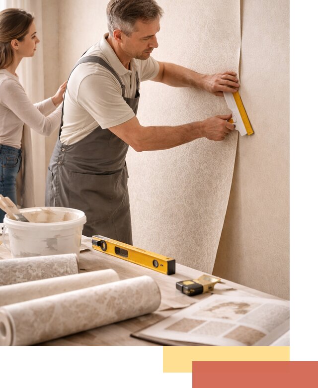 Поклейка обоев с подбором рисунка в Дагестанских Огнях