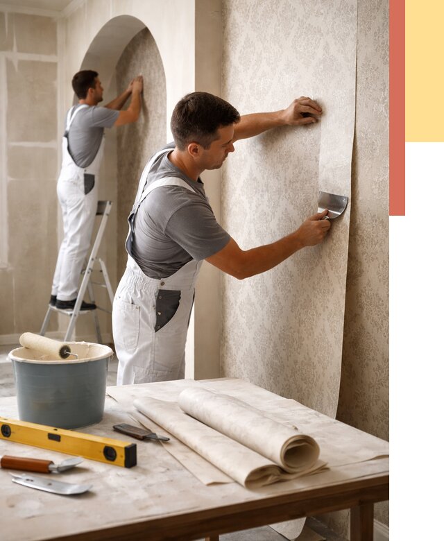 Поклейка обоев на сложные стены в Дагестанских Огнях от 2890 руб. под ключ | ОТДЕЛОЧНИК-Дгс