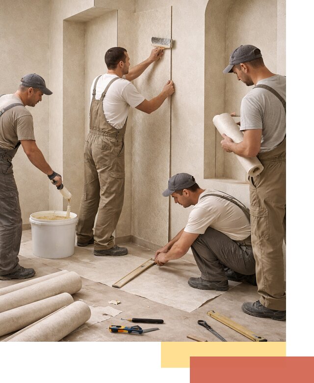 Поклейка обоев на сложные стены и неровные поверхности в Дагестанских Огнях