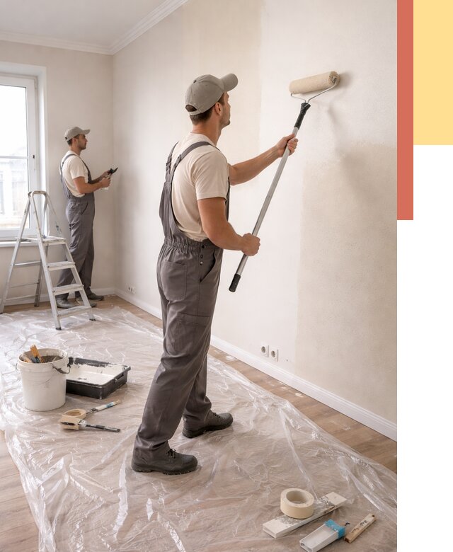 Покраска стен акриловой краской в Дагестанских Огнях от 3613 руб./м² — быстро и недорого | ОТДЕЛОЧНИК-Дгс