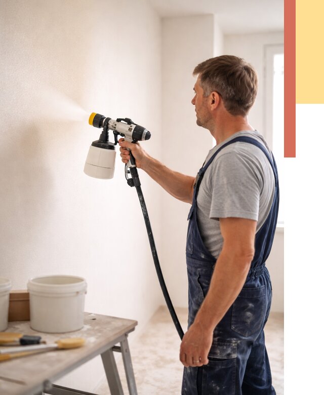 Покраска стен краскопультом в Дагестанских Огнях от 7742 руб. — механизированная покраска | ОТДЕЛОЧНИК-Дгс