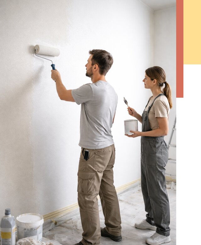 Окраска стен по стеклохолсту в Дагестанских Огнях от 4645 руб/м² под ключ | ОТДЕЛОЧНИК-Дгс