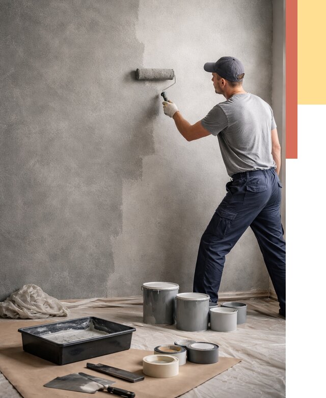 Покраска стен под бетон в Дагестанских Огнях от 671 руб. за м2 — быстро и недорого | ОТДЕЛОЧНИК-Дгс