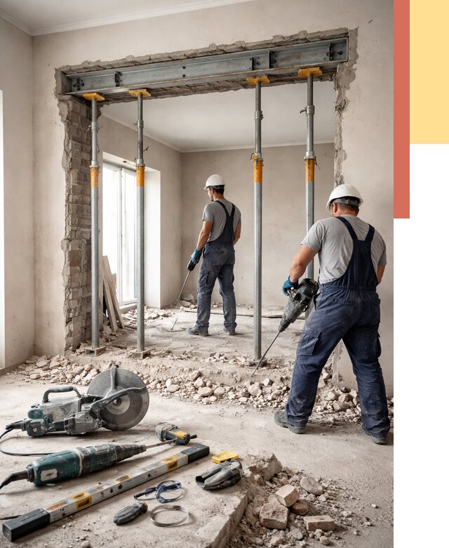 Прорезка проема в стене в Дагестанских Огнях от 4645 руб. — быстро и недорого | ОТДЕЛОЧНИК-Дгс