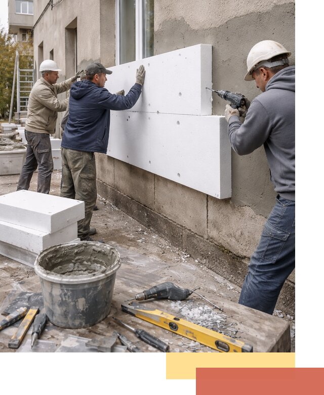 Утепление наружных стен пенопластом в Дагестанских Огнях