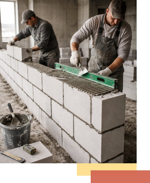 Кладка перегородок из газобетона в Дагестанских Огнях быстро и качественно