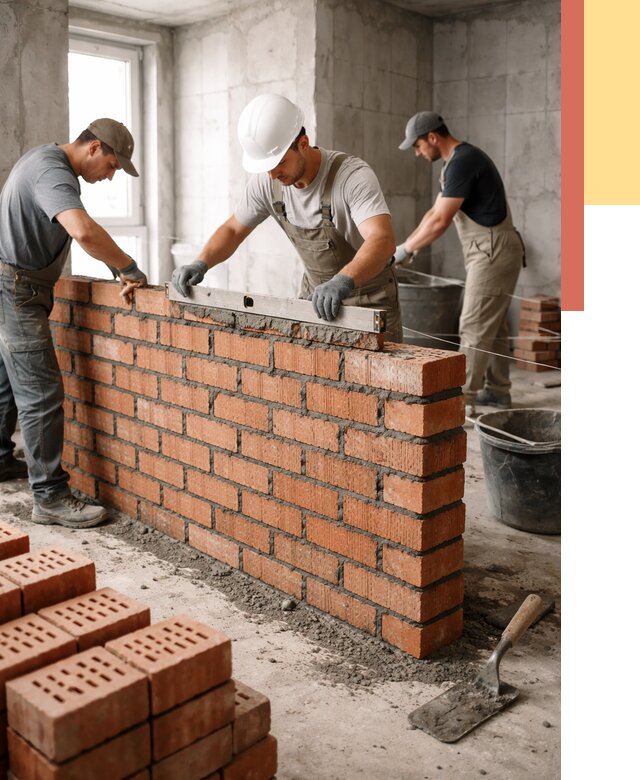 Кладка перегородок из кирпича в Дагестанских Огнях от 3613 руб. за м² | ОТДЕЛОЧНИК-Дгс