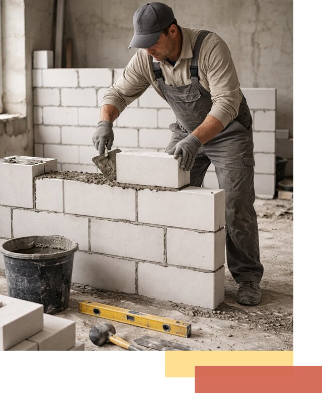 Кладка перегородок из силикатного блока в Дагестанских Огнях