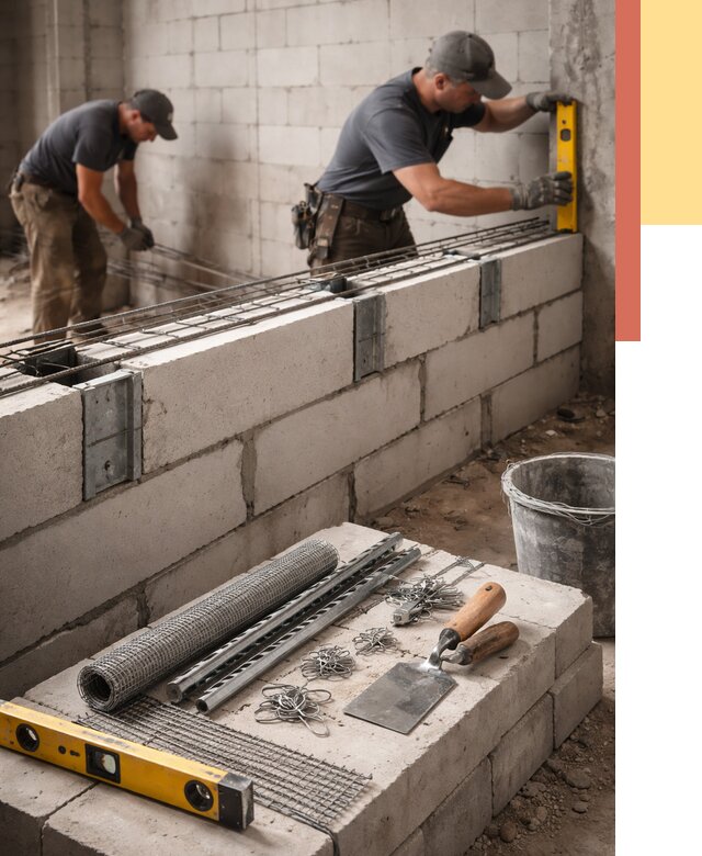 Армирование кладки перегородок в Дагестанских Огнях от 774 руб. под ключ | ОТДЕЛОЧНИК-Дгс
