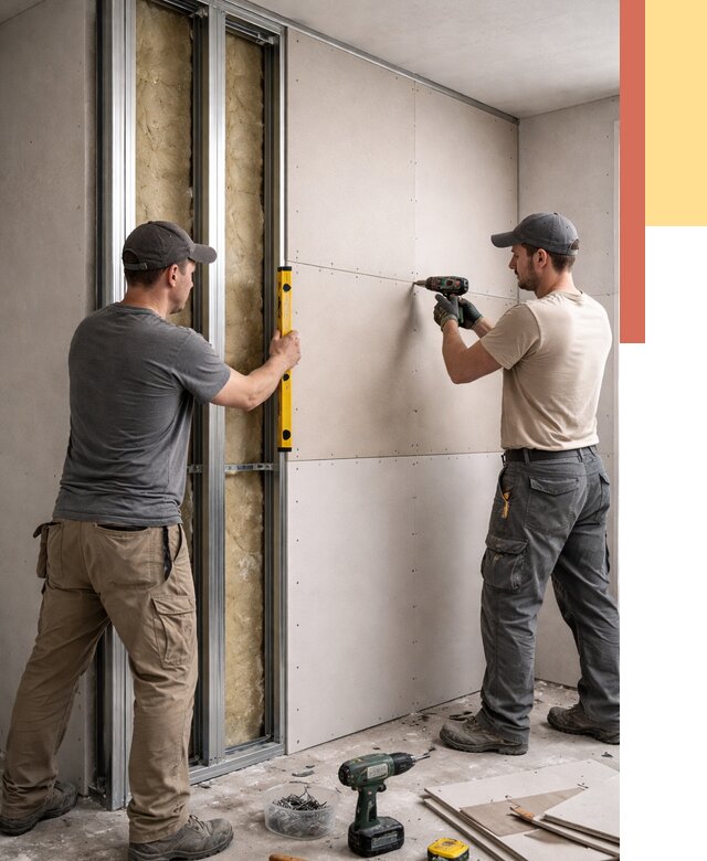 Монтаж двухслойной перегородки из гипсокартона в Дагестанских Огнях от 1497 руб. | ОТДЕЛОЧНИК-Дгс