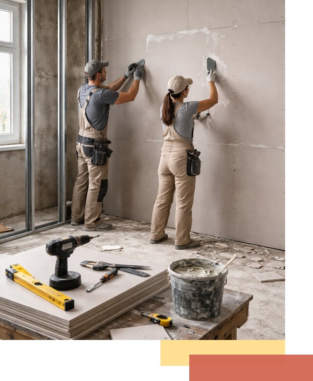 Монтаж двухслойной перегородки из гипсокартона в Дагестанских Огнях