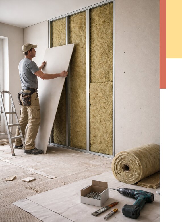 Перегородка из гипсокартона с шумоизоляцией в Дагестанских Огнях от 3221 руб. | ОТДЕЛОЧНИК-Дгс