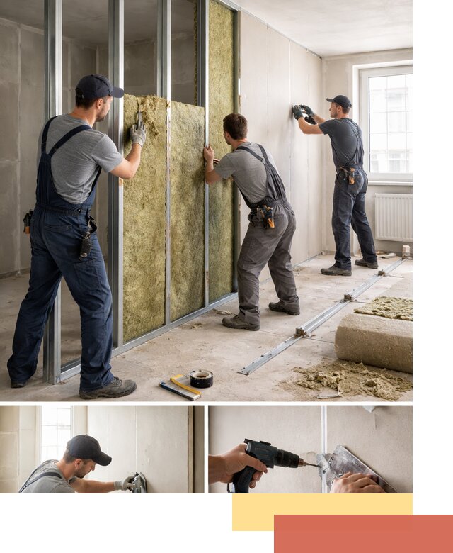 Перегородка из гипсокартона с шумоизоляцией в Дагестанских Огнях — монтаж под ключ