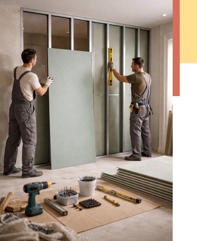 Перегородка из влагостойкого гипсокартона в Дагестанских Огнях от 4955 руб. — монтаж под ключ | ОТДЕЛОЧНИК-Дгс