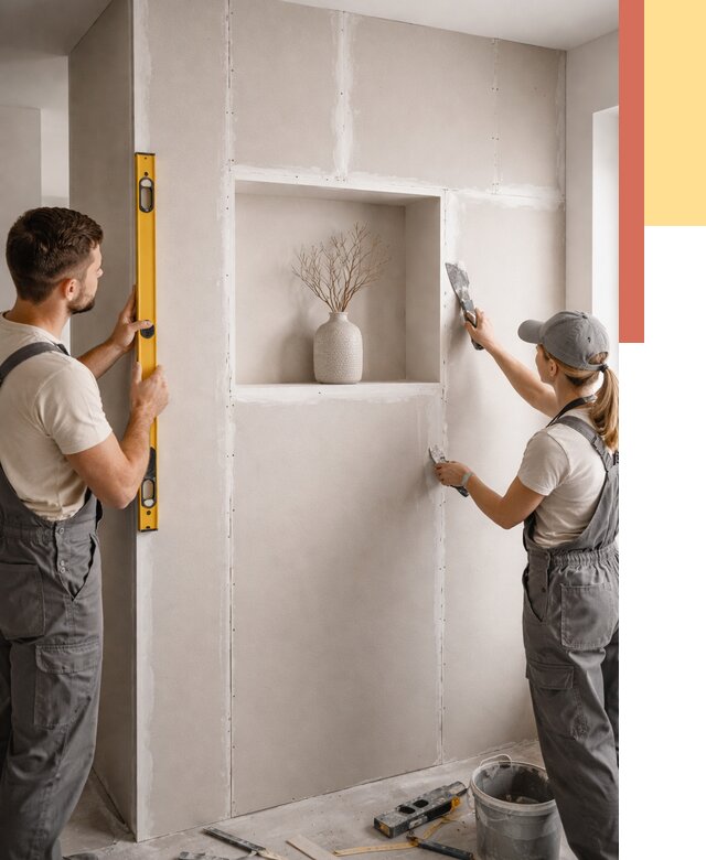 Перегородка из гипсокартона с нишей в Дагестанских Огнях от 3355 руб. под ключ | ОТДЕЛОЧНИК-Дгс