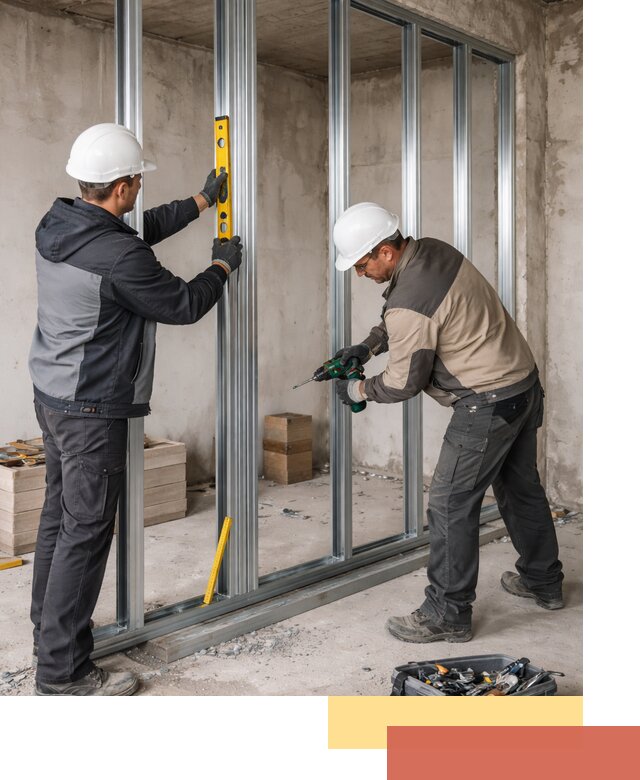 Монтаж каркаса перегородки из профиля в Дагестанских Огнях