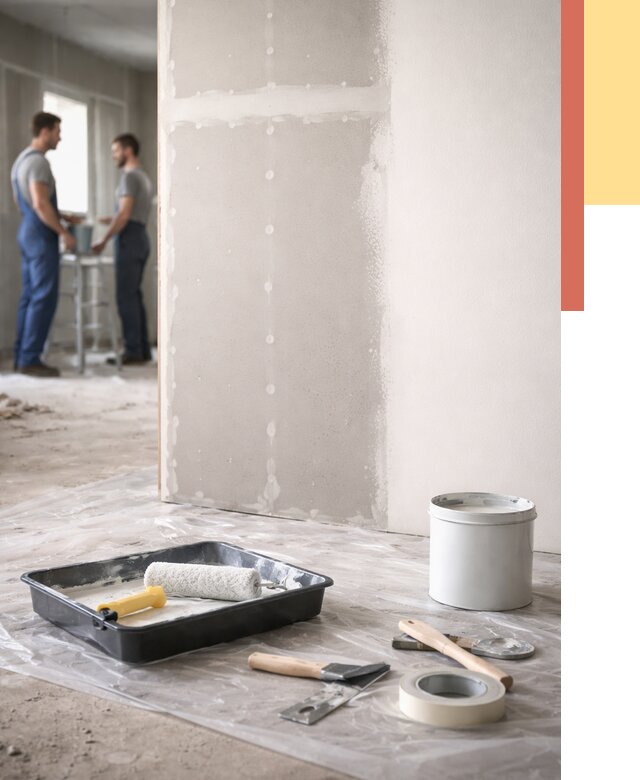 Покраска перегородок из гипсокартона в Дагестанских Огнях от 4645 руб. под ключ | ОТДЕЛОЧНИК-Дгс