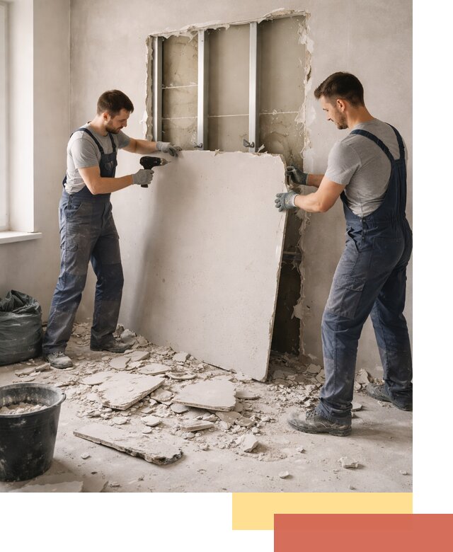 Демонтаж перегородки из гипсокартона в Дагестанских Огнях быстрый и аккуратный