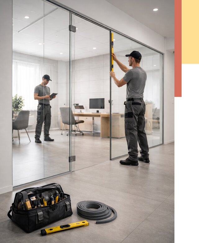 Цельностеклянные перегородки под ключ в Дагестанских Огнях от 9807 руб. — монтаж и цены | ОТДЕЛОЧНИК-Дгс