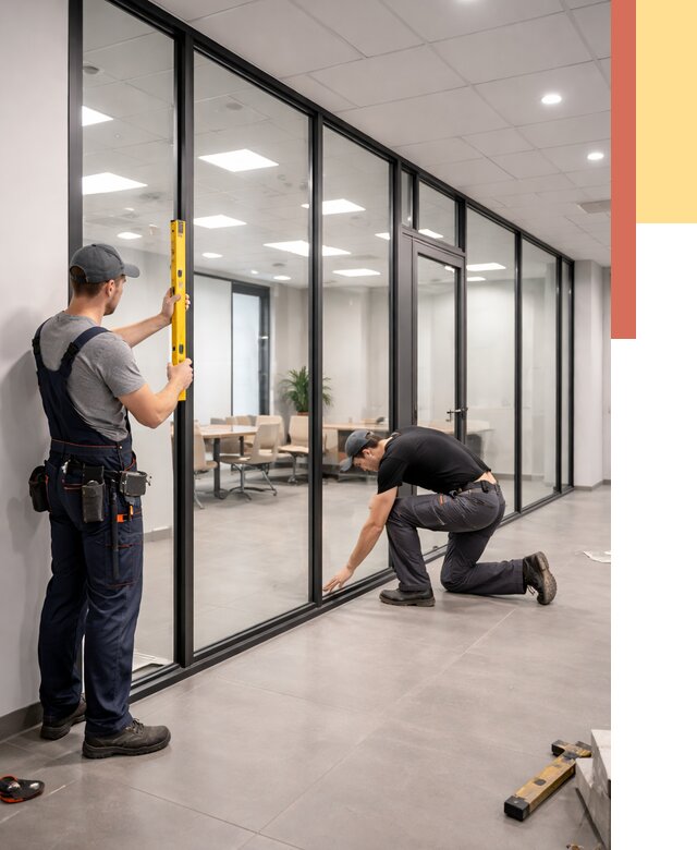 Каркасные стеклянные перегородки в Дагестанских Огнях под ключ от 9497 руб. | ОТДЕЛОЧНИК-Дгс