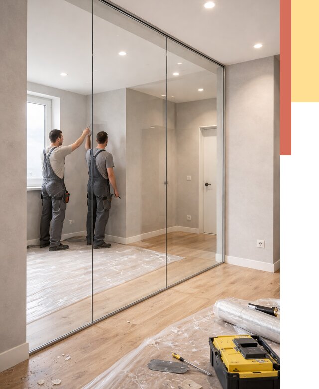 Безрамные стеклянные перегородки в Дагестанских Огнях — монтаж от 9807 руб. | ОТДЕЛОЧНИК-Дгс