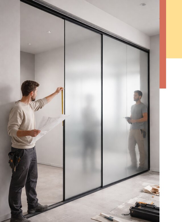 Матовые стеклянные перегородки в Дагестанских Огнях от 8775 руб. — монтаж и установка | ОТДЕЛОЧНИК-Дгс