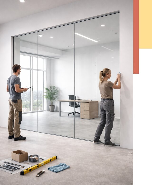 Перегородки из закаленного стекла в Дагестанских Огнях от 9807 руб. под ключ | ОТДЕЛОЧНИК-Дгс