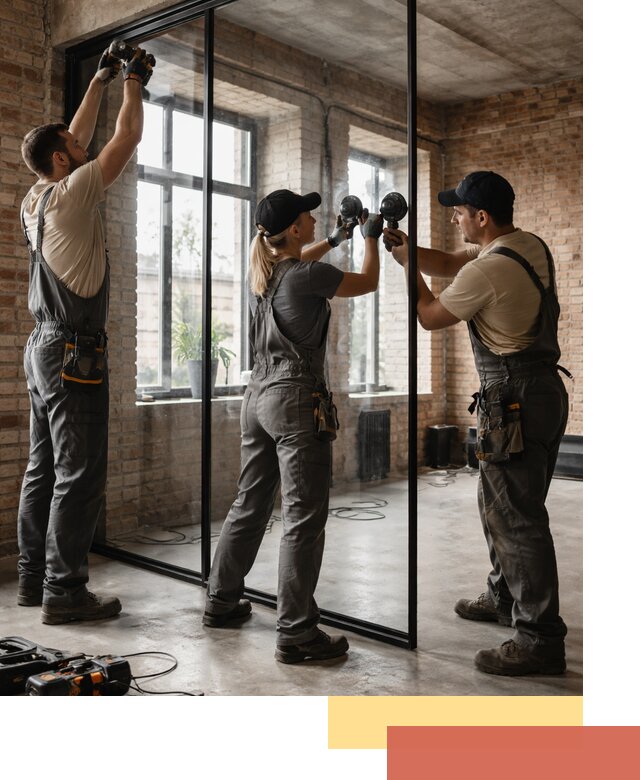 Стеклянные перегородки лофт — изготовление и монтаж в Дагестанских Огнях