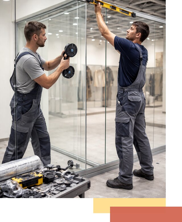 Стеклянные перегородки для магазинов в Дагестанских Огнях — монтаж и установка